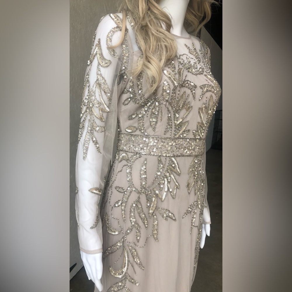 NWT Adrianna Papell Women's Beaded Long Dress - Picture 3 of 12